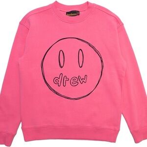 Drew House Smiley Face Oversized  Pink Heavy Weight Cotton Sweatshirt Sz L